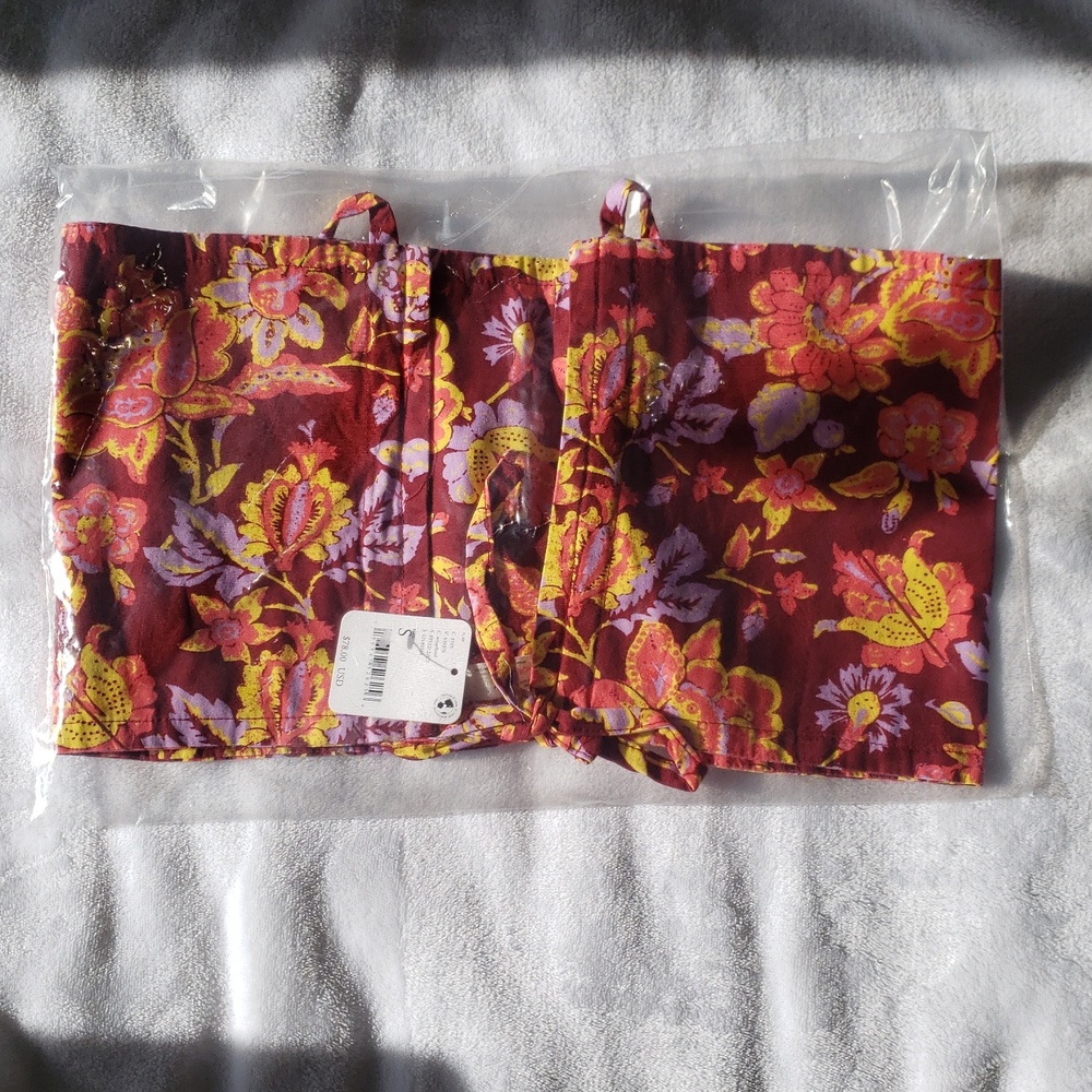Free People Summer of Love Convertible Bandeau Wine Floral Small NWT - Picture 7 of 11